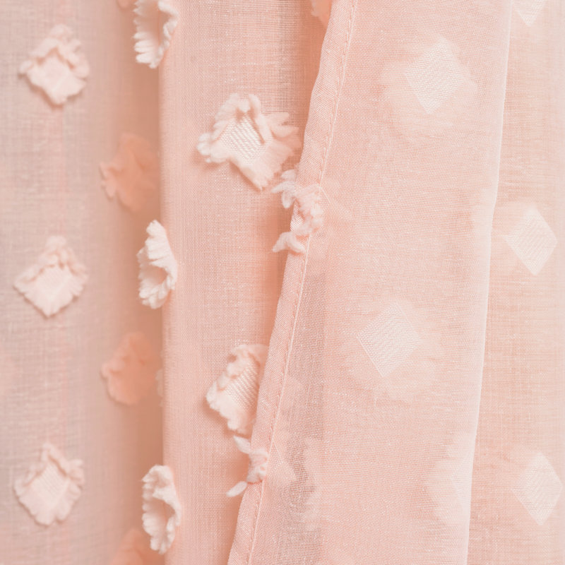 Paire de rideaux transparents texturés à pois, Rosé