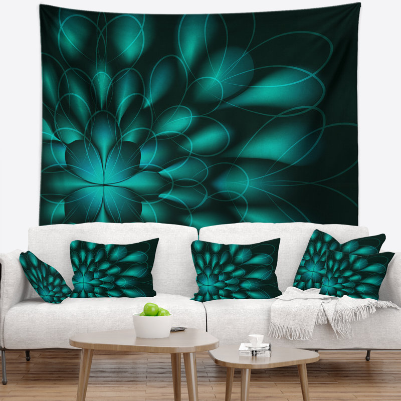 Tapisserie fleur abstraite, H 78 po x l 92 po
