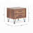 2 Drawers Nightstand With Metal Legs, Walnut-258875893