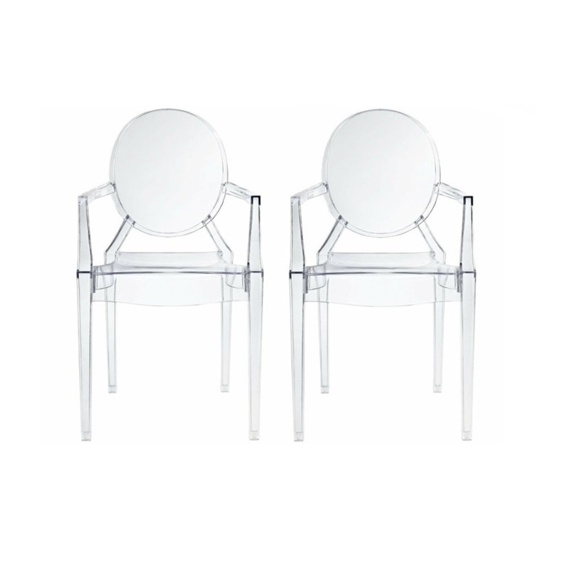 Chaise avec accoudoirs Rydel King Louis, Transparent