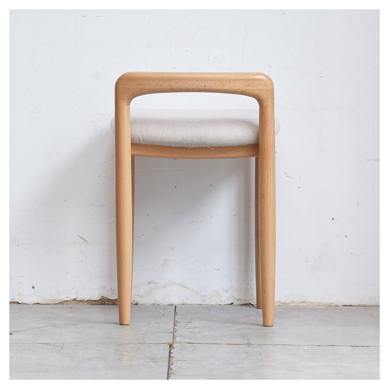 Tabouret de coiffeuse en bois massif naturel, banc de maquillage carré avec bords doux pour la chambre à coucher ou la salle à manger