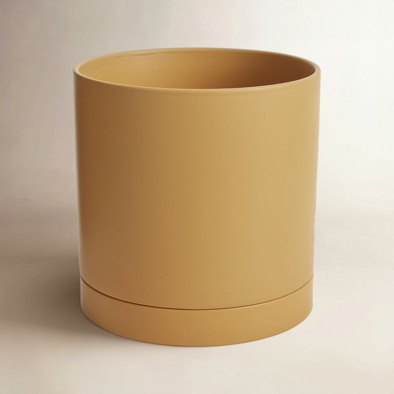Pot de fleurs en céramique Carlotta, H 10 po x l 10 po x P 10 po, Ocre