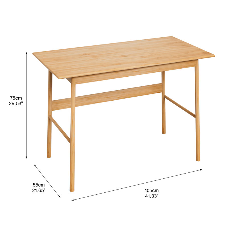 Modern Minimalist Bamboo Computer Desk - A Natural Bamboo Writing Desk - Perfect For Home Office, Gaming, And Study
