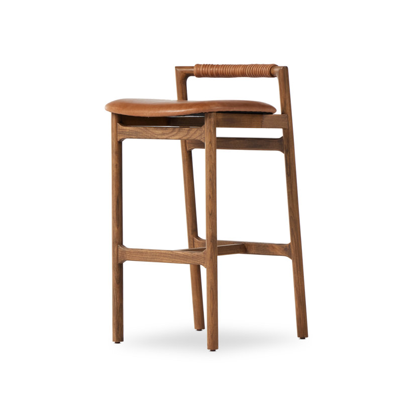 Baden Stool, Bar Stool (30" Seat Height), Lamont Nettlewood, Haven Tobacco/Genuine Leather