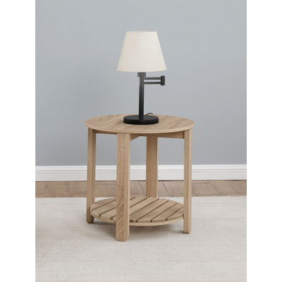 Jerritt 1-Shelf Round Engineered Wood Side End Table Natural