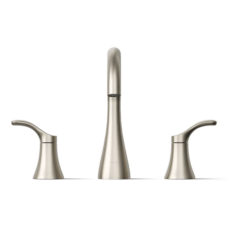 Simplice Widespread Bathroom Sink Faucet, Three-Hole Bathroom Faucet with Clicker Drain, 0.5 GPM, Chrome