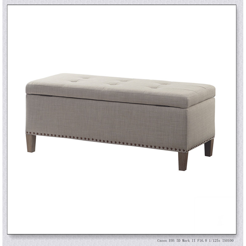 Tufted Top Soft Close Storage Bench Simple design, comfortable and durable, multi-functional bench, Light Gray