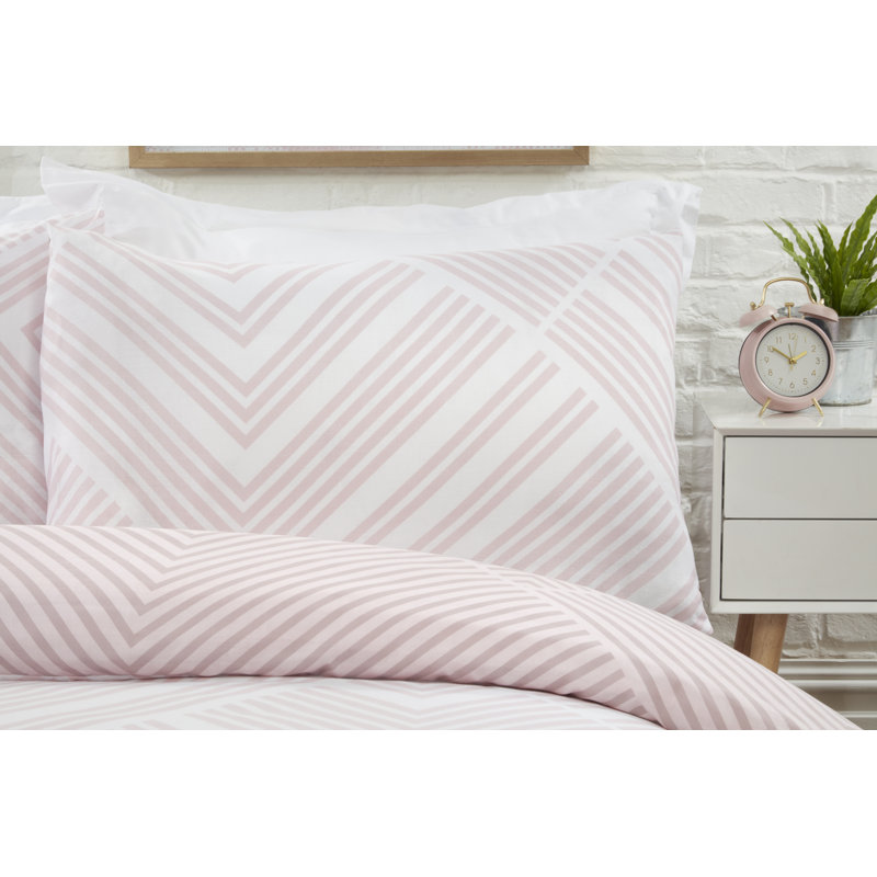Pedersen Polyester Geometric Shapes Duvet Cover Set with Pillowcases, Double - 2 Standard Pillowcases, Blush