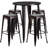 Colbert 30'' Round Metal Indoor-Outdoor Bar Table Set with 4 Square Seat Backless Stools-24678655-24678665