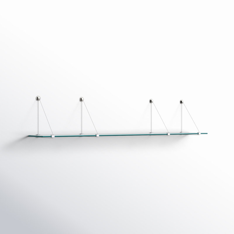 Metal and Glass Rectangle Bracket Shelf, Chrome