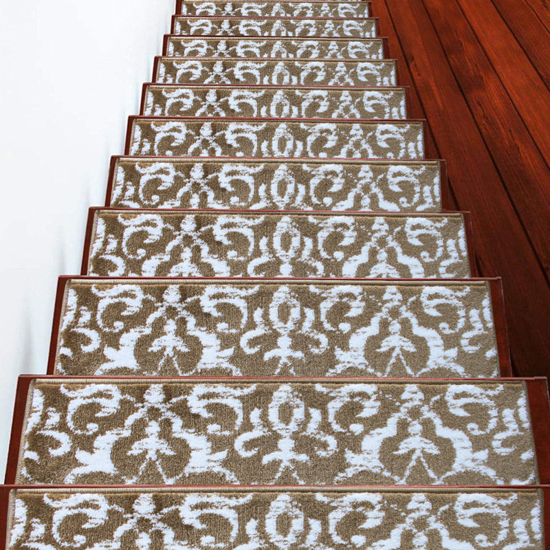 Tapis d'escalier intérieur antidérapant Kamath, Beige