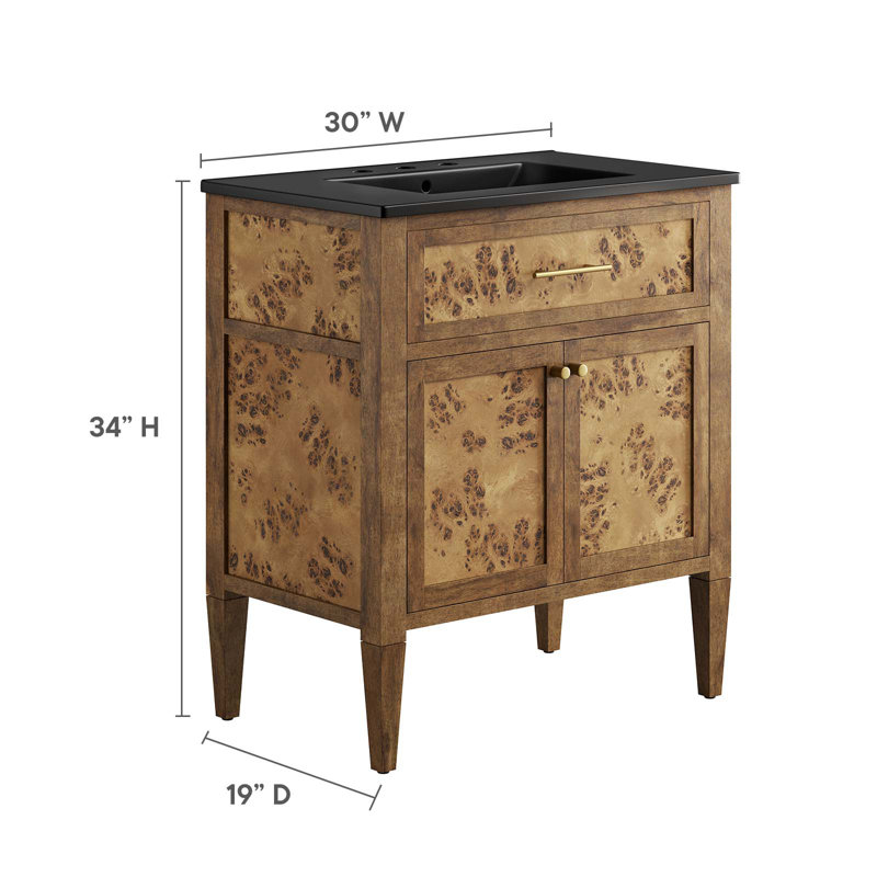 Elysian 30" Burl Wood Bathroom Vanity with Ceramic Sink