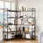 82.7''W X 65.3''H 5 Shelves Reversible Metal Corner Bookcase