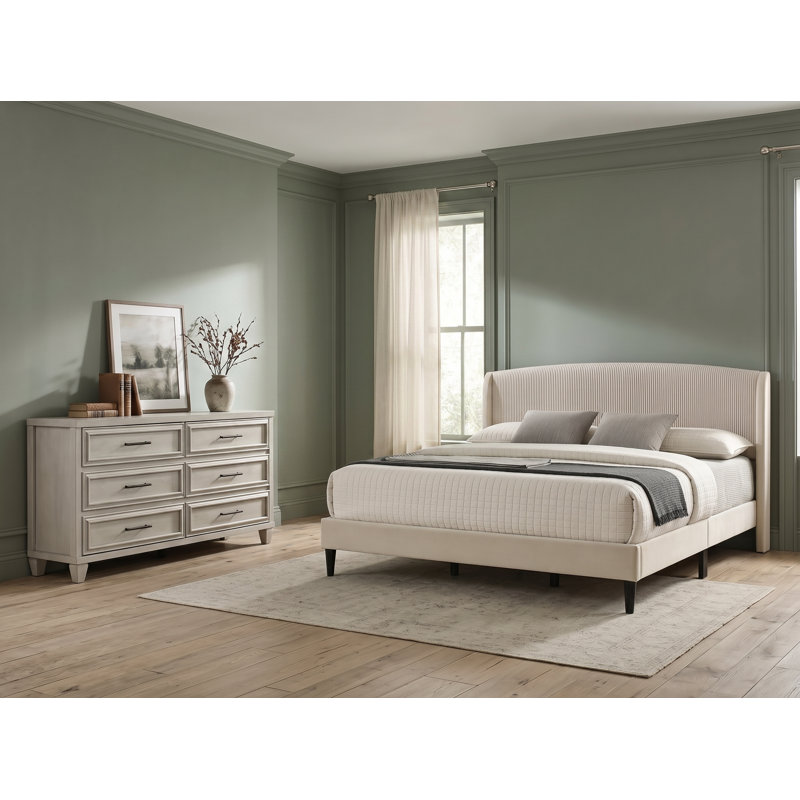 Ensemble de chambre à coucher 2 pièces Jolande, 2 Pcs: Bed, Dresser, King