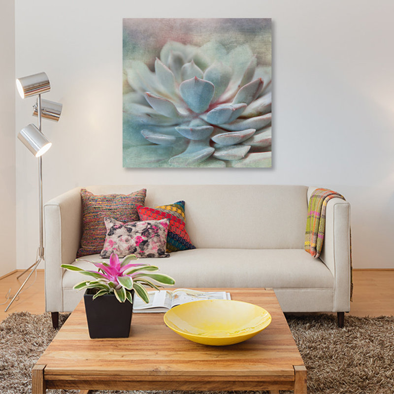 «Pastel Succulent I», impression sur toile, H 12 po x l 12 po x P 0,75 po, Toile tendue, Pas de tapis
