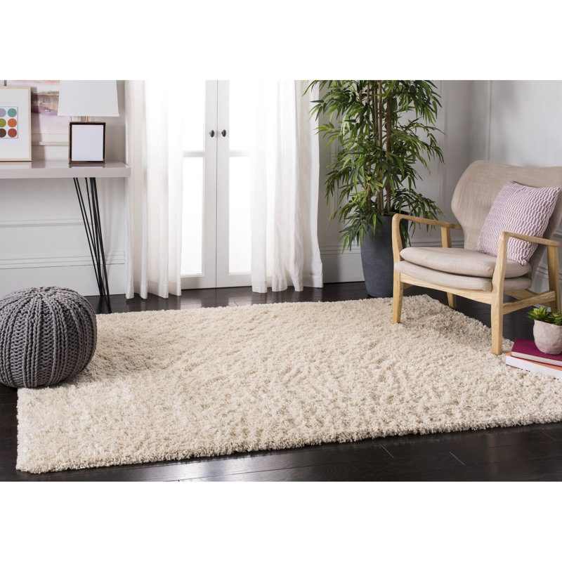 Tapis ivoire à poils longs Sador, Rectangle 5 pi 3 po x 7 pi 6 po, Creme