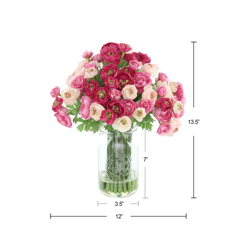 Ranunculus Arranged in Glass Mason Jar