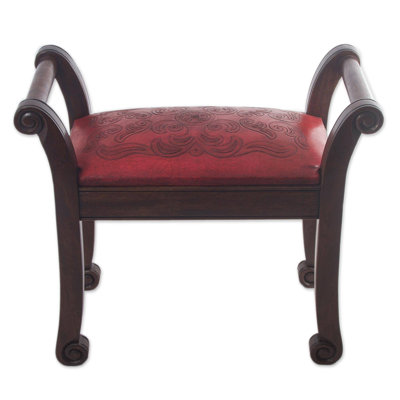 Banc en cuir clouté
