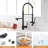 Kitchen Sink Faucet Pull-Down Black - Single Handle, Ceramic Filler, Finish Commercial All Brass, Finish, Pull Down , Hot And Cold Water-1357891537