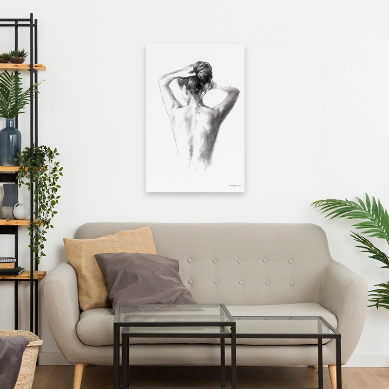 Art féminin noir et noir et blanc, H 24 po x l 16 po