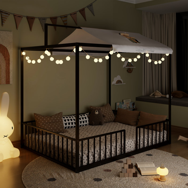 Lit convertible 3-en-1 Montessori, Noir, Double