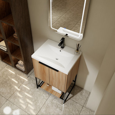 Meuble-lavabo autoportant de 24 po avec lavabo en résine