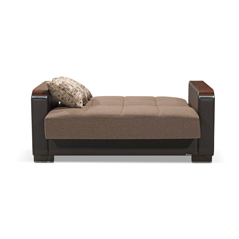 Annalease 89 in. Fabric 3-Seater Twin 3-in-1 Sleeper Sofa Bed with Storage, Chenille Brown, 38" H x 66" W x 37" D