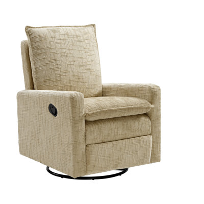Oxford Baby Uptown Upholstered Glider Recliner Rocking Chair, Green Guard Gold Certified, 360° Swivel For Nursery And Living Room – Chenille Tan