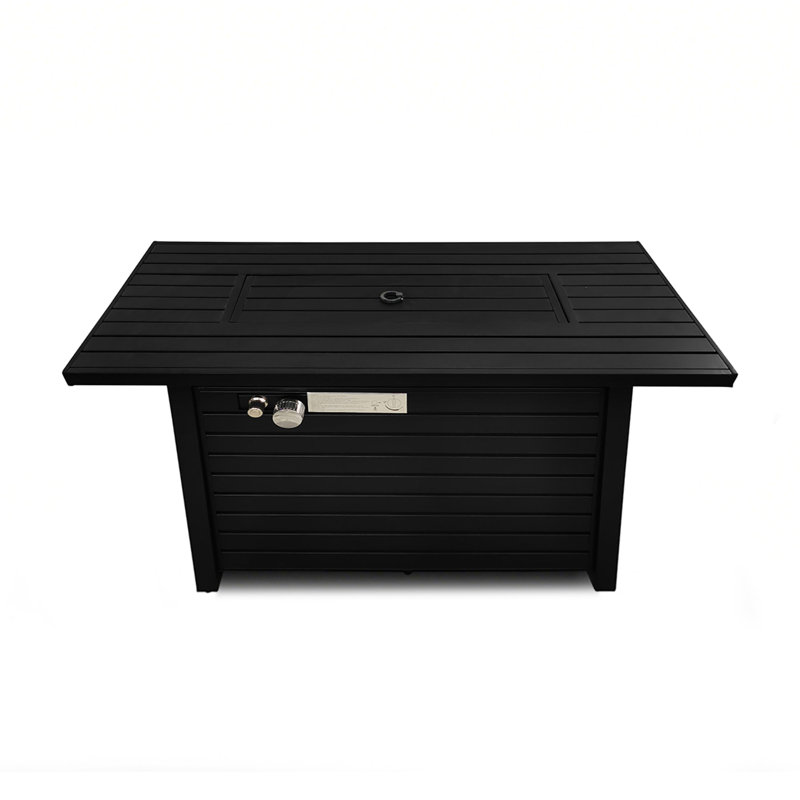 Table de foyer d'extérieur de qualité supérieure avec couvercle - puissance de chauffage de 50 000 BTU, Noir mat