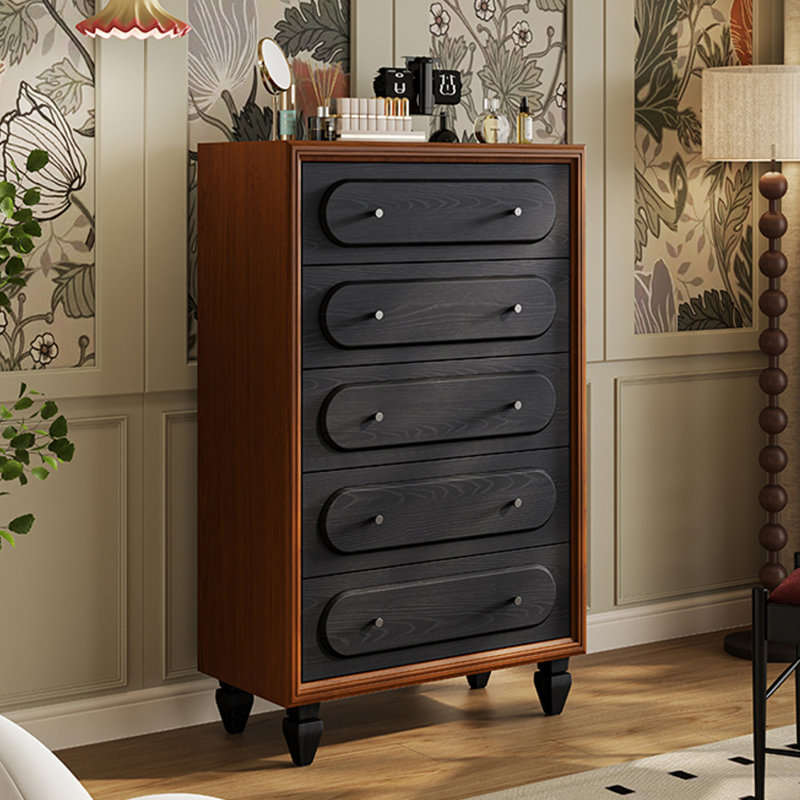 Coffre d'appoint en bois massif exquis simple., Noir / brun