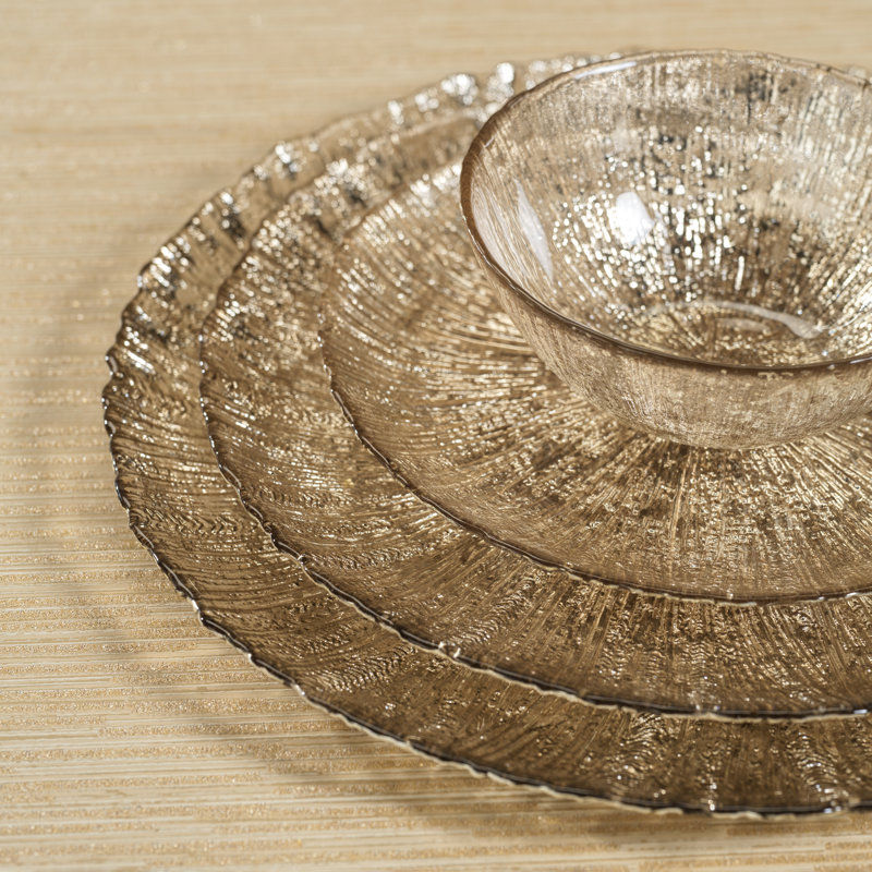 Ensemble de plat de service en verre 6 pièces Chiara, H 0,75 po x L 8,25 po x l 8,25 po