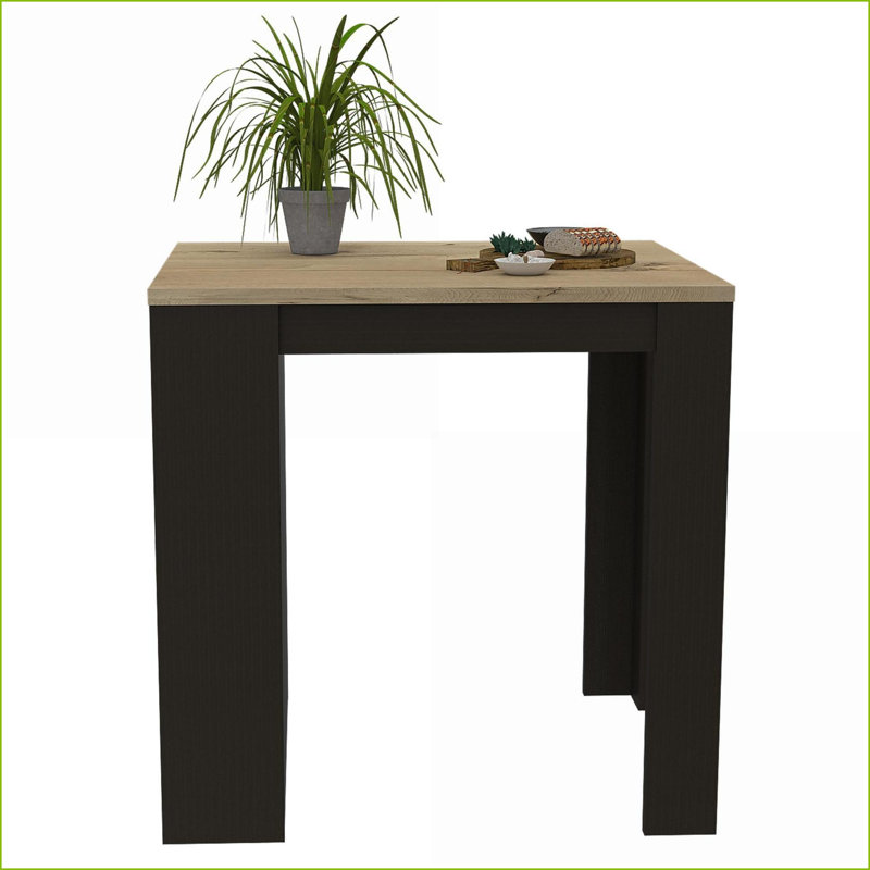 Îlot de cuisine noir moderne Noyer brun, 3 tablettes, 36,2 po x 36,2 po | Bois massif et panneau de fibres à densité moyenne | Multicolore
