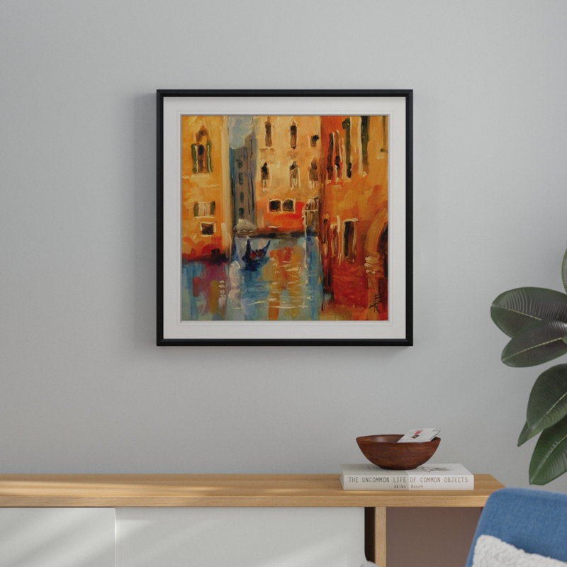" Venice II ", 28" H x 28" W x 2" D, Black Framed