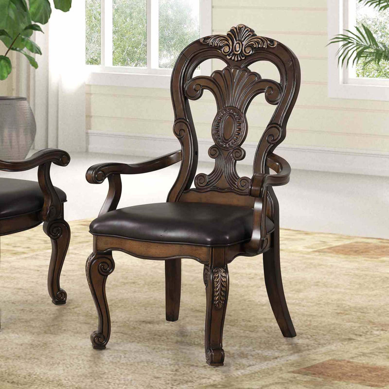 Corbeaux ornés de chaise de salle à manger de style traditionnel 2 pièces