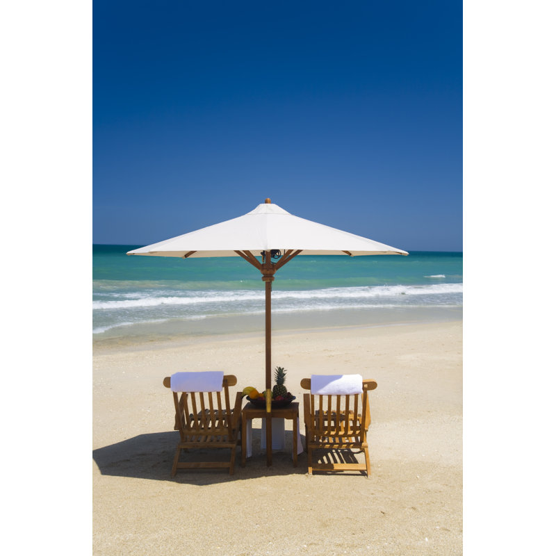 Chairs And Umbrella With Fruit by Cdwheatley - No Frame Print on Canvas, 46cm H x 30cm W