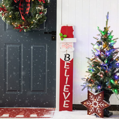 Enseigne de père Noël en bois 42 po Junno - Believe