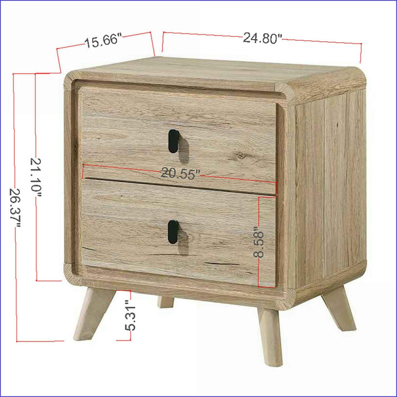 Table de chevet 2 tiroirs Mid-Century