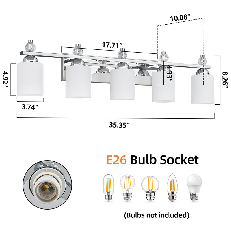 Mid Century  Vanity Light E26 Socket Glass Bathroom Vanity Light Fixtures Modern Vanity Lights for Bathroom Mirror Hallway