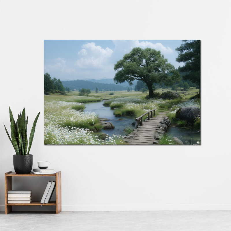 GUTTATY Spring Landscape Pictures Canvas Wall Decor, Spring Canvas Wall Art for Living Room, Flower Painting Bedroom Prints, Nature Artwork Poster, Wildflower Wall Art Large, 24" × 32"
