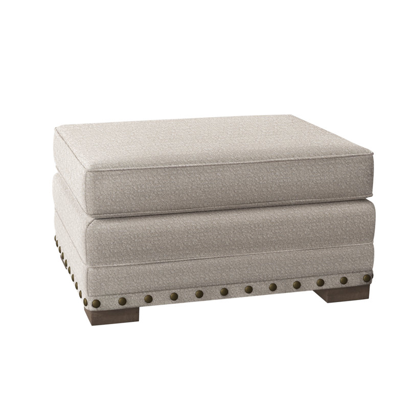 Cantor Upholstered Ottoman, Aged Gray, Cream Boucle 1146-002