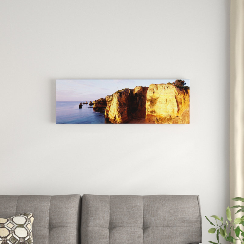 Portugal, région de l'Algarve, littoral - reproduction de photo panoramique sur toile tendue, H 24 po x l 72 po x P 1,5 po