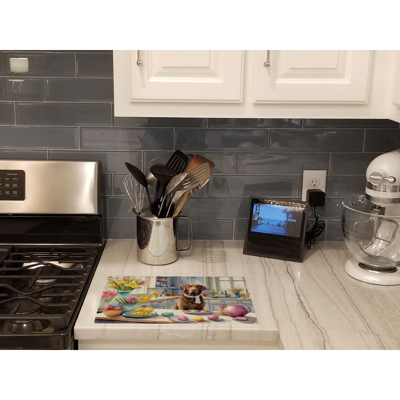 Decorating Easter Chesapeake Bay Retriever Glass Cutting Board