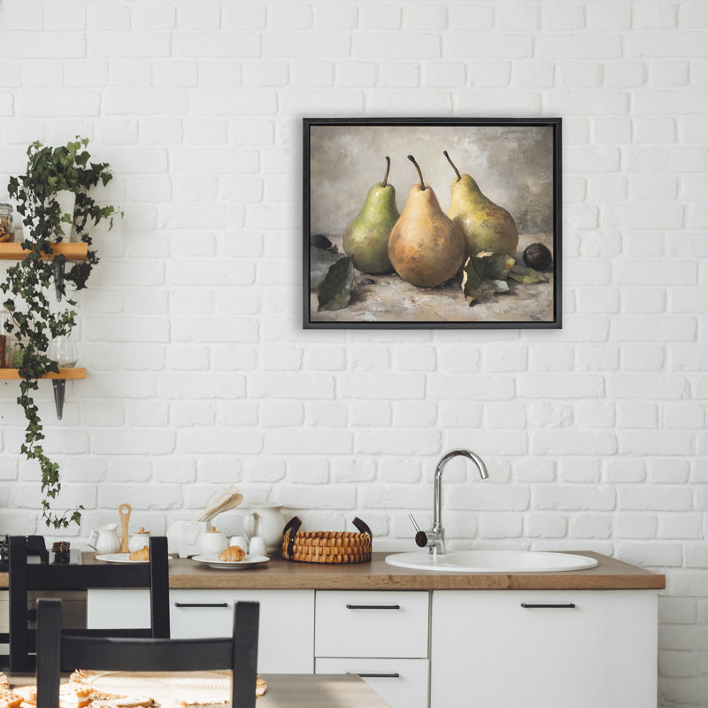 Cadre flottant Pear Still Life, conception par Franklyn Gregory, Cadre flottant noir de jais, H 17 po x l 21 po