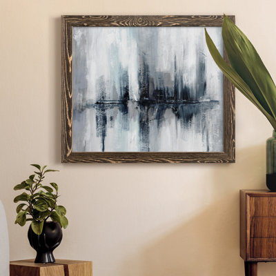 Indigo Harbor Lights - Peinture sur toile encadrée