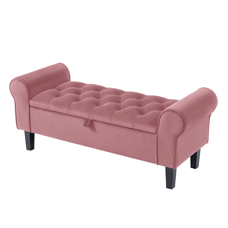 Banc de rangement rembourré Jillia, Rose