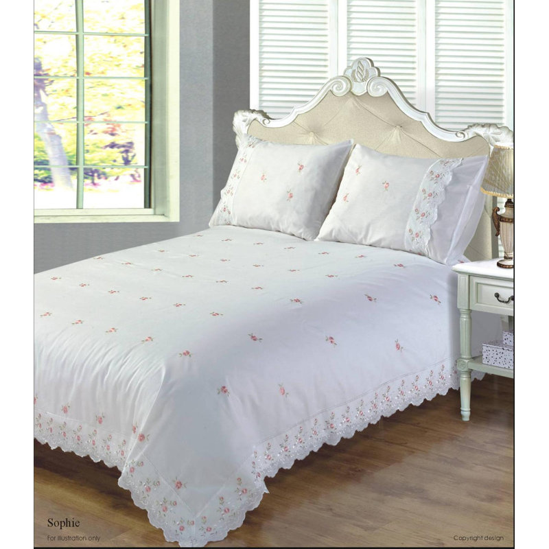 Tellez Floral Duvet Cover Set with Pillowcases Included, Double - 2 Standard Pillowcases, White
