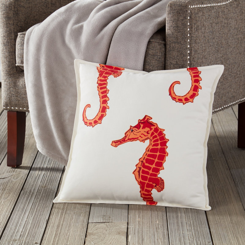  Coussin décoratif en toile de coton Seahorse, Orange