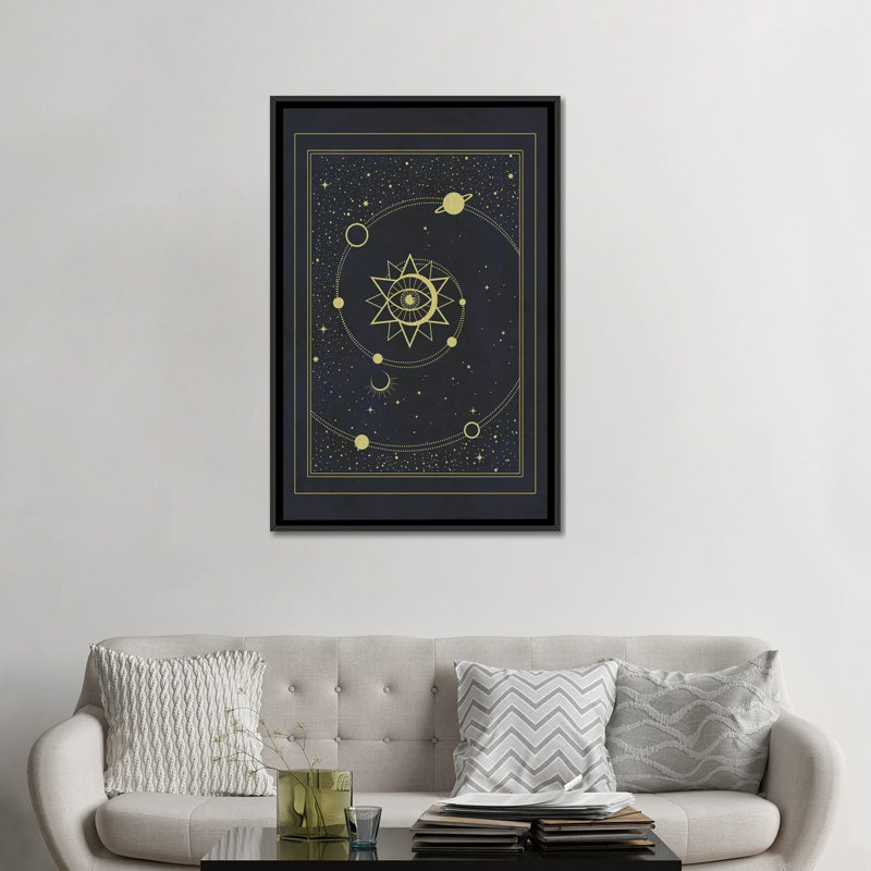 « the solaire system », reproduction d’impression sur toile, H 26 po x l 18 po x P 1,5 po, Toile avec cadre noir