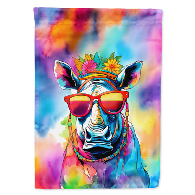 Drapeau de maison de hippie animal rhinocéros