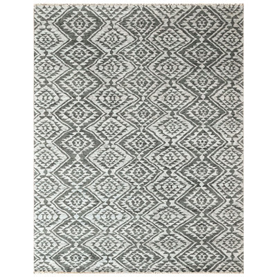 Tapis Oushak gris en laine noué à la main 8 pi 7 po x 11 pi 5 po